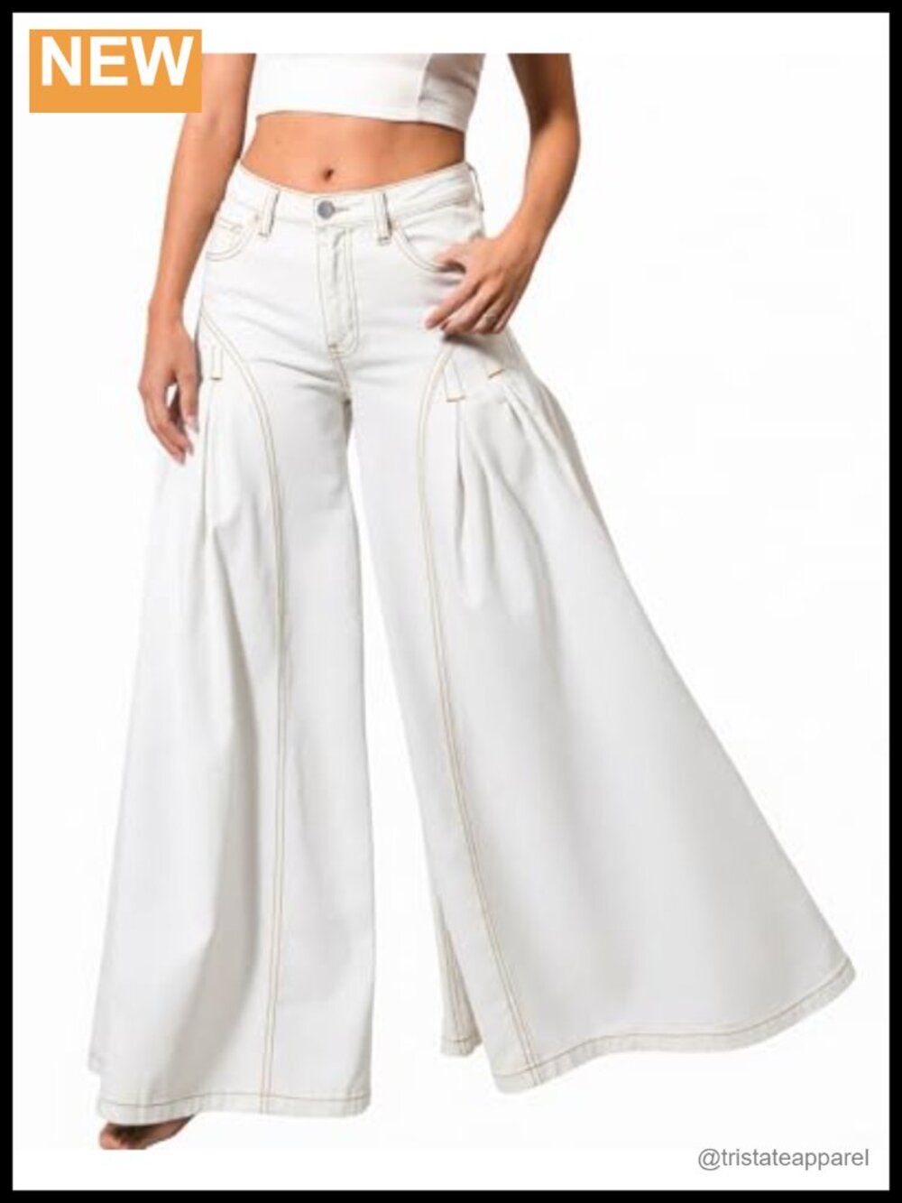 High Waist Bell Bottom Jeans Stretch Flared Pleated Vintage Denim Pants